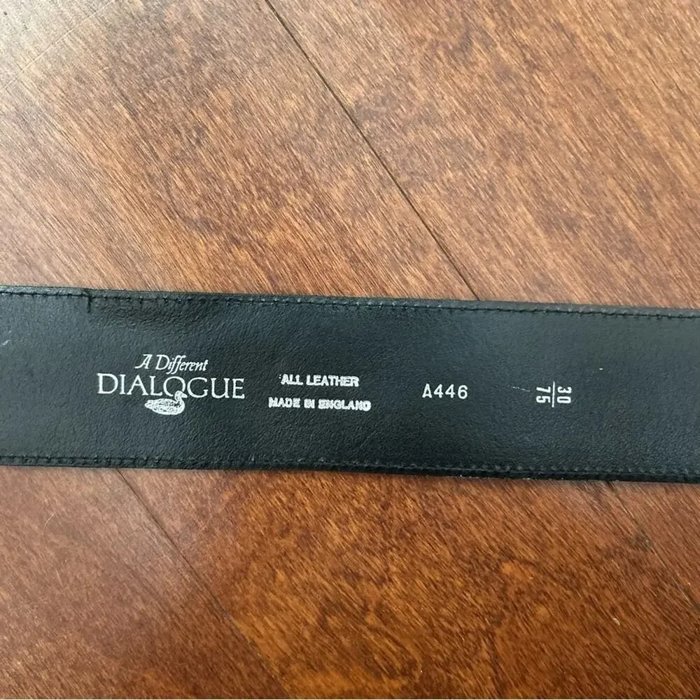 A Different Dialogue Women’s Black Leather Belt, Croc Embossed Made in England